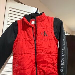 Calvin Klein Red and Black Quilted Vest